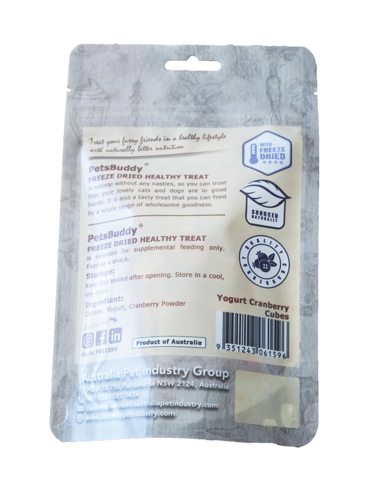 PetsBuddy® Freeze Dried Cranberry & Yogurt Chicken Cubes 50g