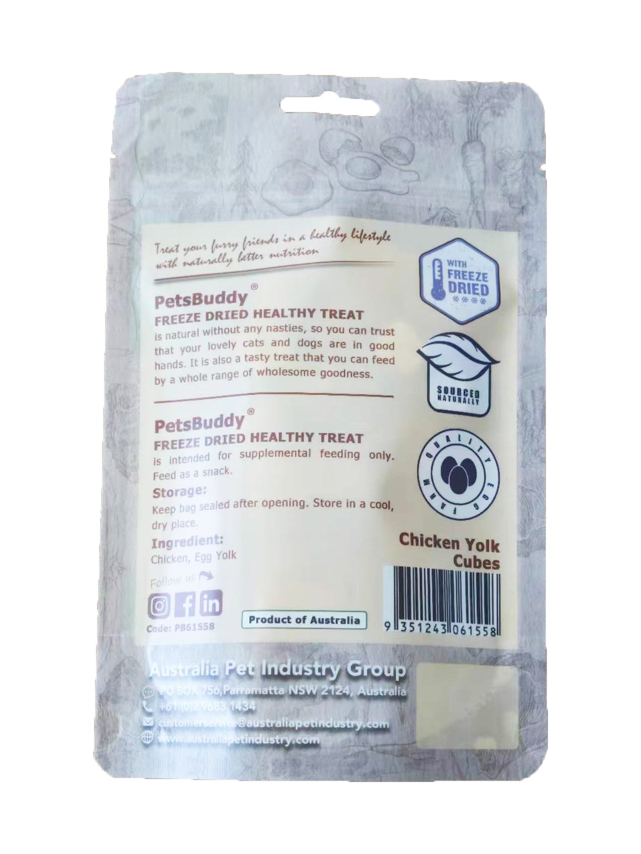PetsBuddy® Freeze Dried Yolk Chicken Cubes 50g