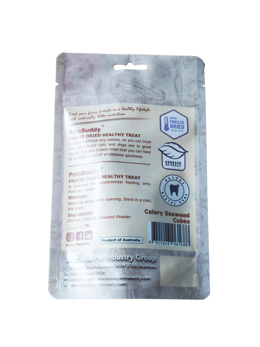 PetsBuddy® Freeze Dried Celery & Seaweed Chicken Cubes 50g