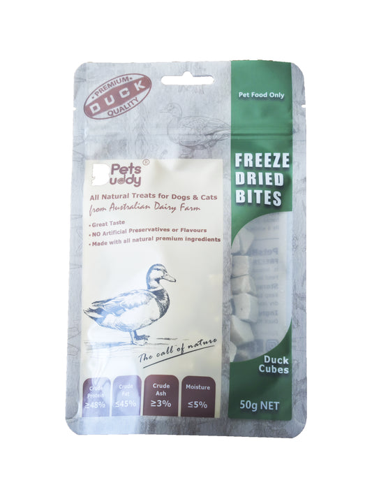 PetsBuddy Freeze Dried Duck Cubes 50g