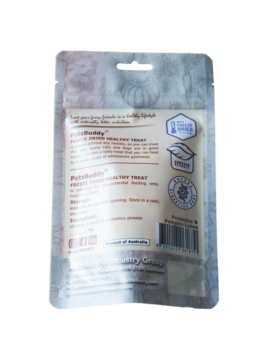 PetsBuddy® Freeze Dried Pumpkin & Prebiotics Chicken Cubes 50g