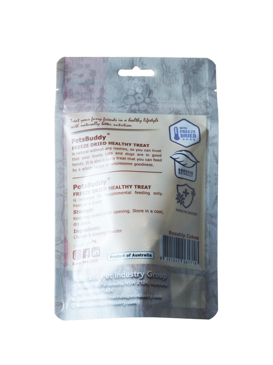 PetsBuddy® Freeze Dried Rosehip Chicken Cubes 50g